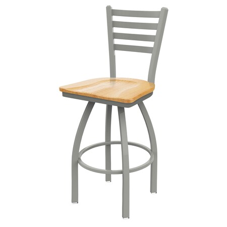 Holland Bar Stool Co 36" Swivel Bar Stool, Nickel Finish, Nat Oak Seat 41036ANNatOak